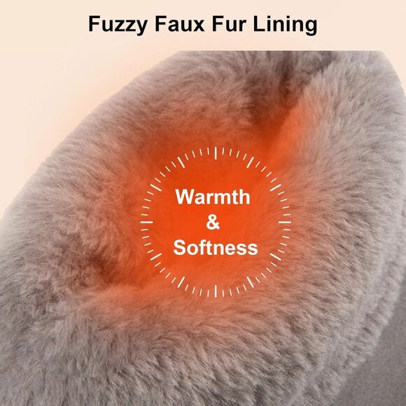 Women’s Chenille Knit Bootie Slippers, Memory Foam, Faux Fur, Suede House Shoes - Picture 3 of 6